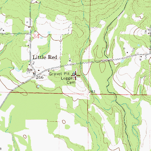 Topographic Map of Leggett Cemetery, AR