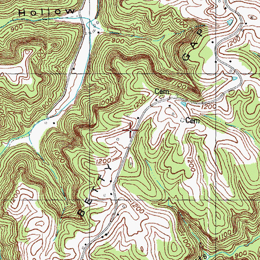Topographic Map of Betty Gap School, KY