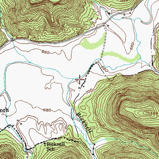 Topographic Map of Bicknell Branch, KY