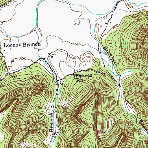 Topographic Map of Bicknell School, KY