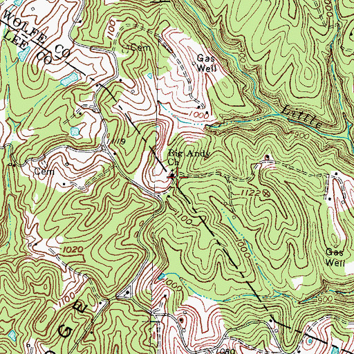 Topographic Map of Big Andy Church, KY