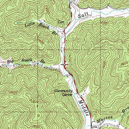 Topographic Map of Big Beech Branch, KY