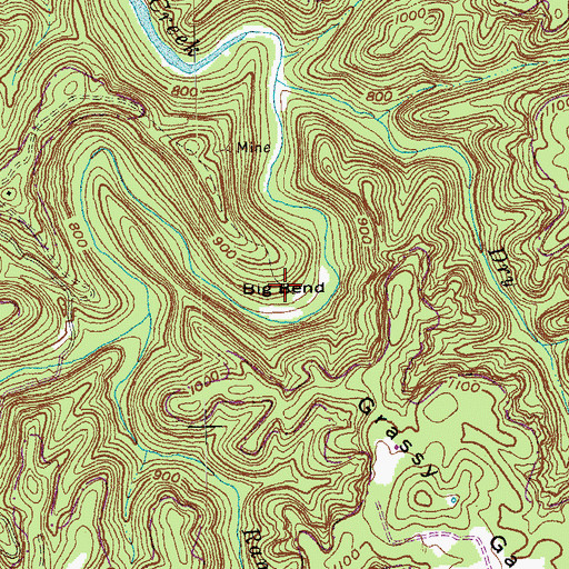 Topographic Map of Big Bend, KY