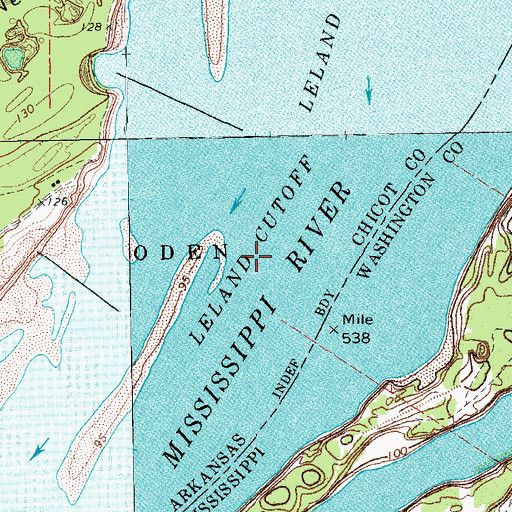 Topographic Map of Leland Cutoff, AR