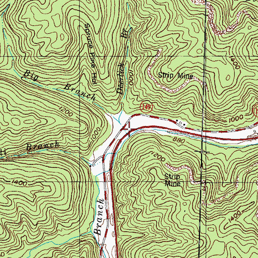 Topographic Map of Big Branch, KY
