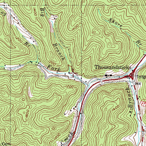Topographic Map of Big Branch, KY