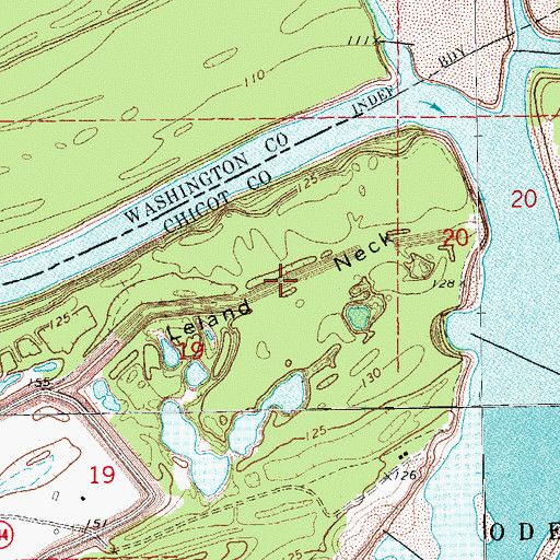 Topographic Map of Leland Neck, AR