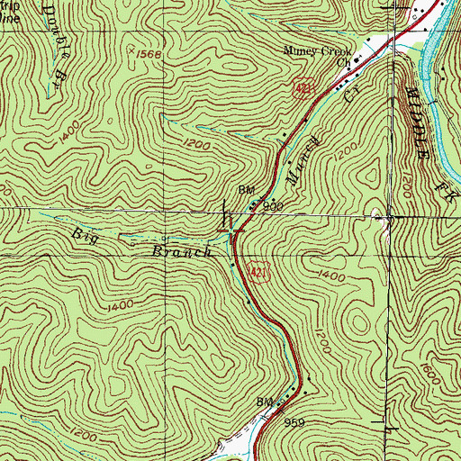 Topographic Map of Big Branch, KY