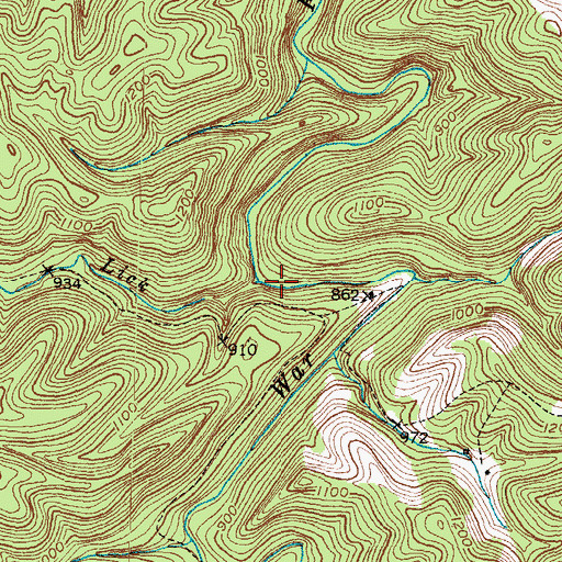 Topographic Map of Big Buck Lick, KY