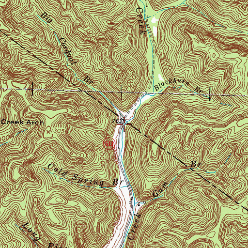 Topographic Map of Big Cordual Branch, KY