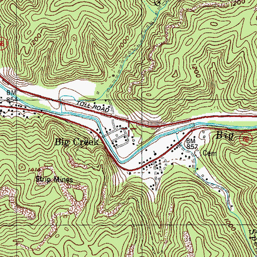 Topographic Map of Big Creek, KY