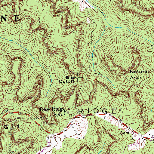 Topographic Map of Big Cutoff, KY