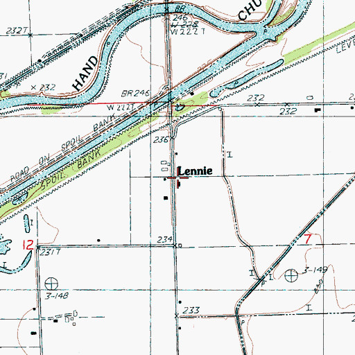 Topographic Map of Lennie, AR