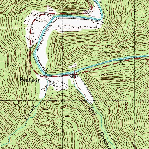 Topographic Map of Big Double Creek, KY