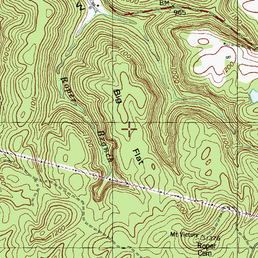 Topographic Map of Big Flat, KY