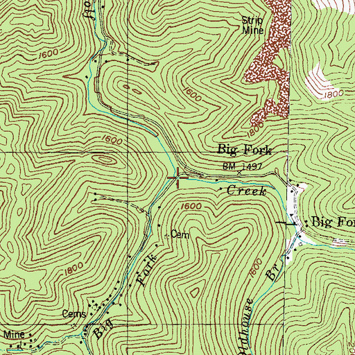 Topographic Map of Big Fork, KY