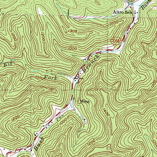 Topographic Map of Big Fork, KY