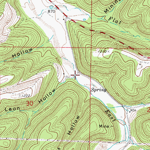 Topographic Map of Leon Hollow, AR