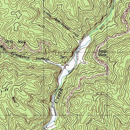 Topographic Map of Big Graveyard Hollow, KY