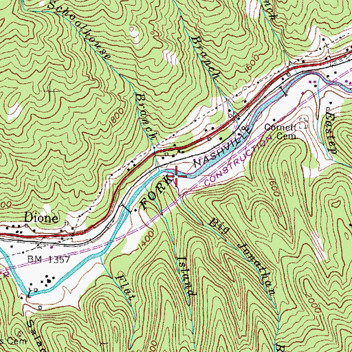 Topographic Map of Big Jonathan Branch, KY