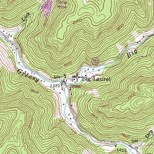 Topographic Map of Big Laurel, KY