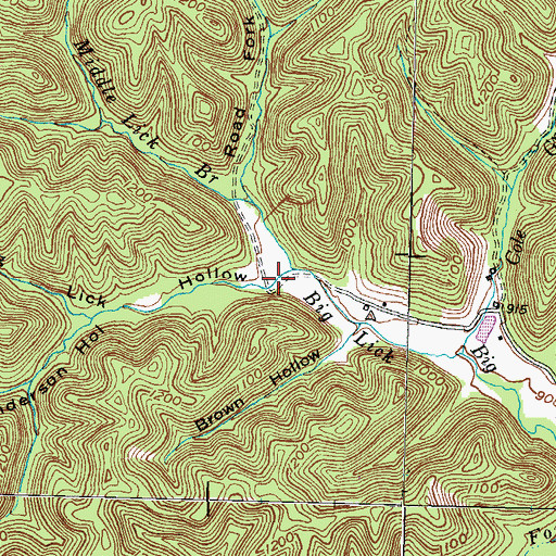 Topographic Map of Big Lick Hollow, KY