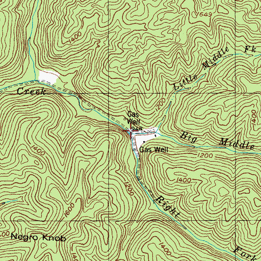 Topographic Map of Big Middle Fork Elisha Creek, KY