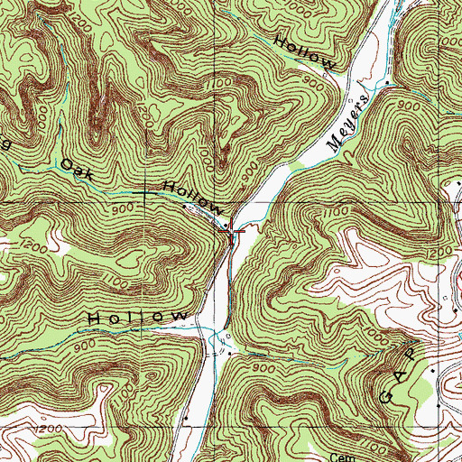 Topographic Map of Big Oak Hollow, KY