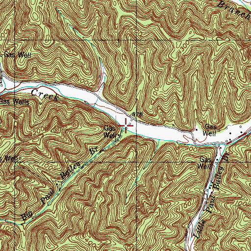 Topographic Map of Big Paul Bailey Branch, KY