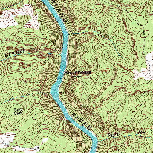Topographic Map of Big Shoals, KY