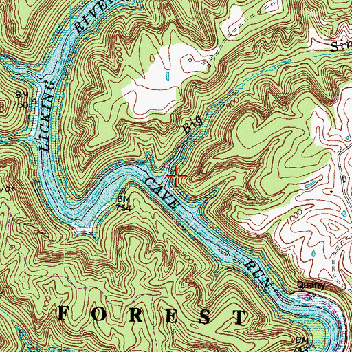 Topographic Map of Big Sinking Creek, KY