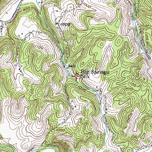 Topographic Map of Big Springs School, KY