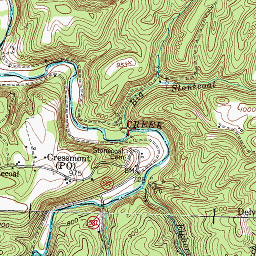 Topographic Map of Big Stonecoal Branch, KY