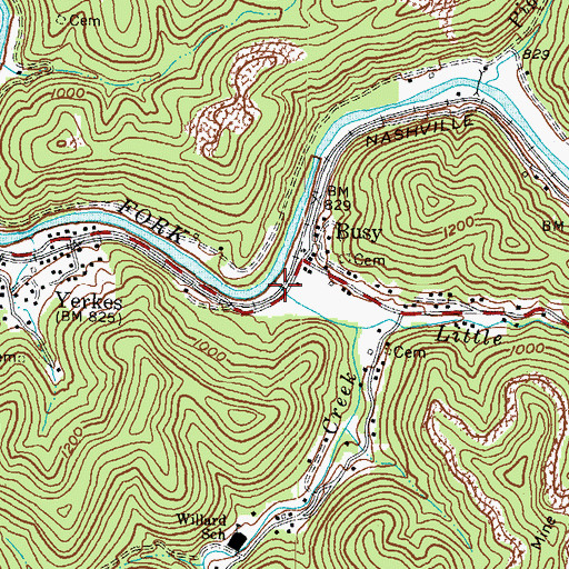 Topographic Map of Big Willard Creek, KY