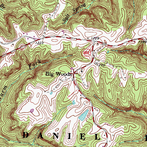 Topographic Map of Big Woods, KY