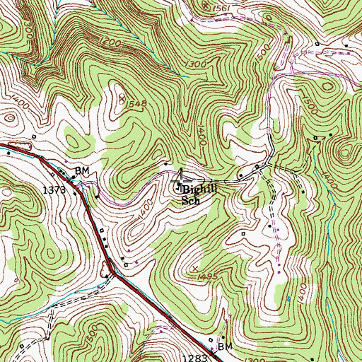 Topographic Map of Bighill School, KY