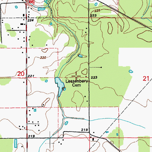Topographic Map of Lessenbery Cemetery, AR