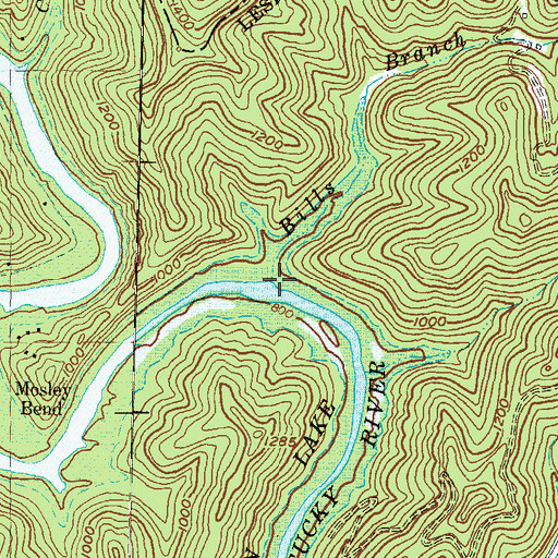 Topographic Map of Bills Branch, KY