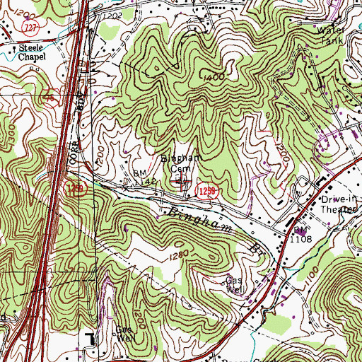Topographic Map of Bingham Cemetery, KY