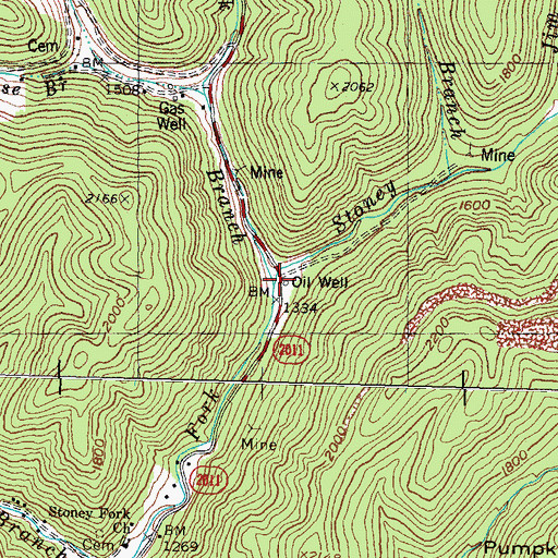 Topographic Map of Birch Lick Branch, KY