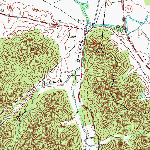 Topographic Map of Bird Branch, KY