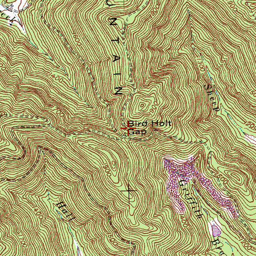 Topographic Map of Bird Holt Gap, KY