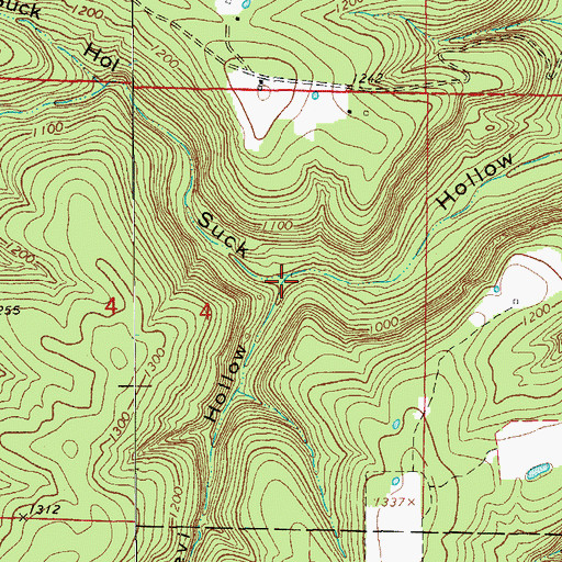 Topographic Map of Levi Hollow, AR