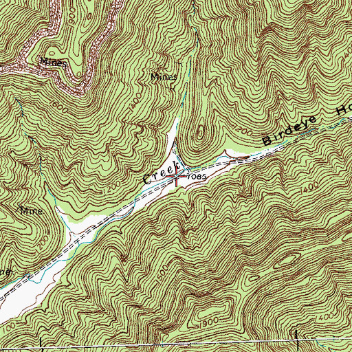 Topographic Map of Birdeye Hollow, KY