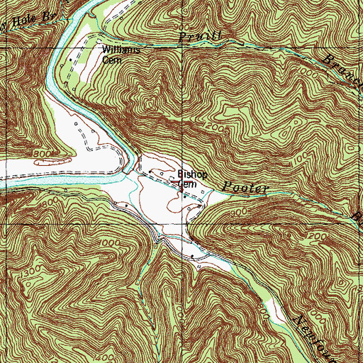 Topographic Map of Bishop Cemetery, KY