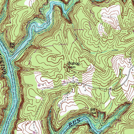 Topographic Map of Bishop Cemetery, KY