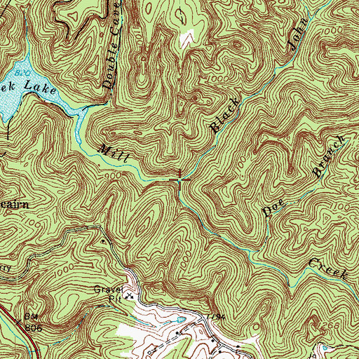 Topographic Map of Black John Creek, KY