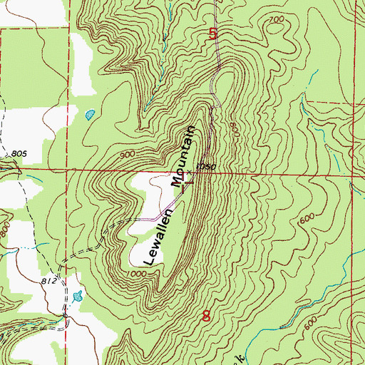Topographic Map of Lewallen Mountain, AR