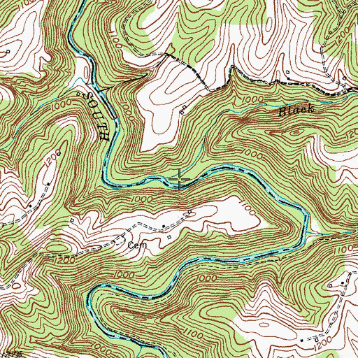 Topographic Map of Black Lick Branch, KY