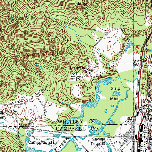 Topographic Map of Black Oak School, KY